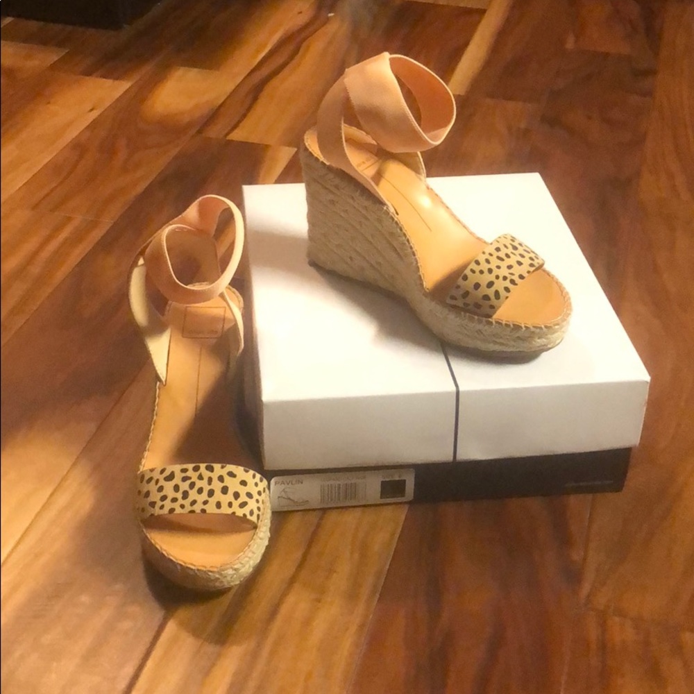 Leopard calf hair wedges